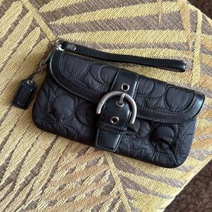 Coach quilted black wristlet